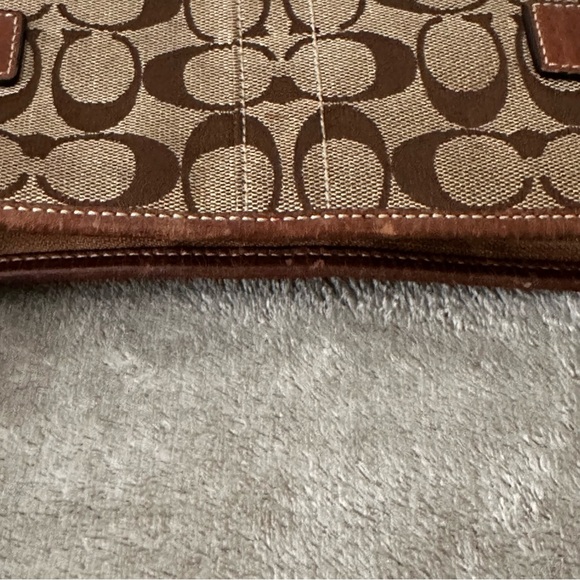 Coach Signature Soho Tan Brown Leather Canvas Slim Shoulder Bag Y2K - Picture 9 of 12